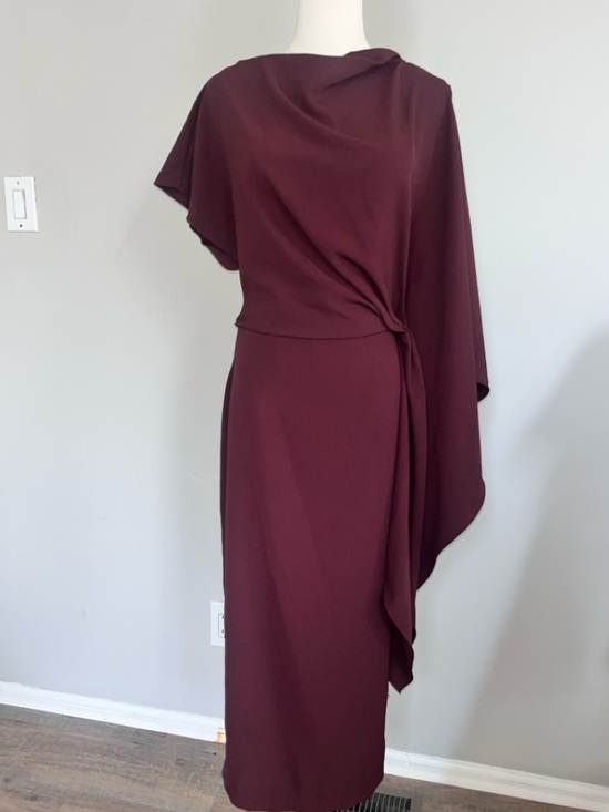 MANGO NWT one shoulder draped dress in burgundy maroon color - Picture 6 of 12